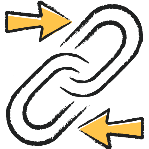 icon link chain with two yellow arrows