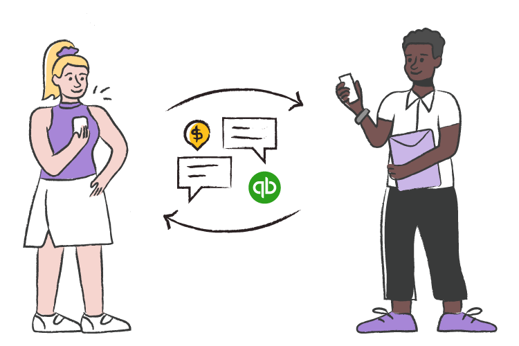 MessageDesk Figures showing quickbooks sms integration
