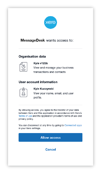 connect to xero homepage