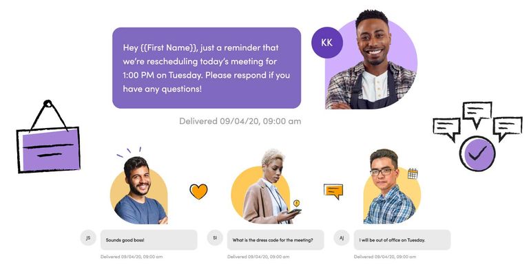 MessageDesk messages showing group text masthead