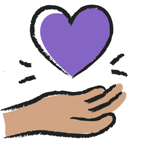 icon care hand and purple heart