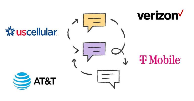 cell phone provider logos showing mass texting changes in 2021