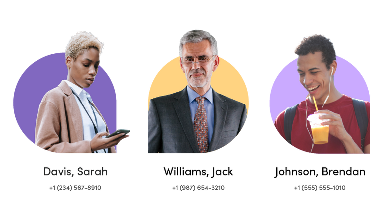 three profile pictures of professionals representing MessageDesk groups 